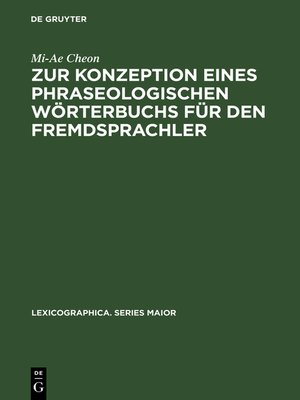 cover image of Zur Konzeption eines phraseologischen Wörterbuchs für den Fremdsprachler